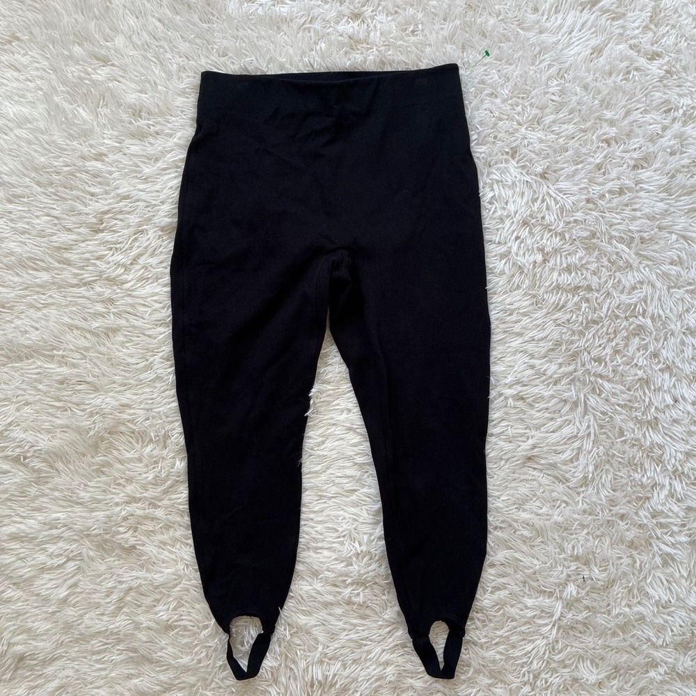 Spanx Supersmooth Black High Waisted 80s Inspo Ponte Stirrup Cuff Leggings Large